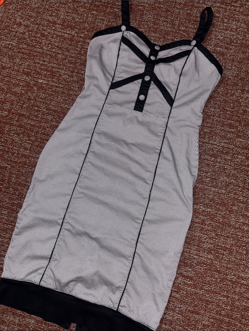 Vintage Y2K fitted corset look bustier button neckline fitted sleeveless dress L